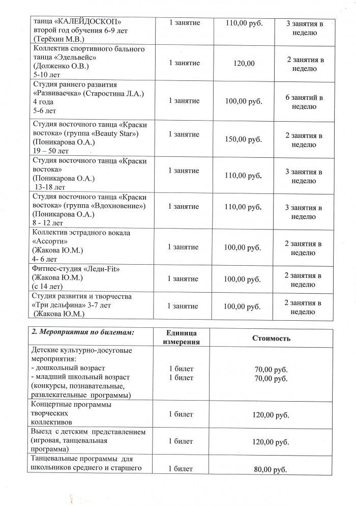 прейскурант